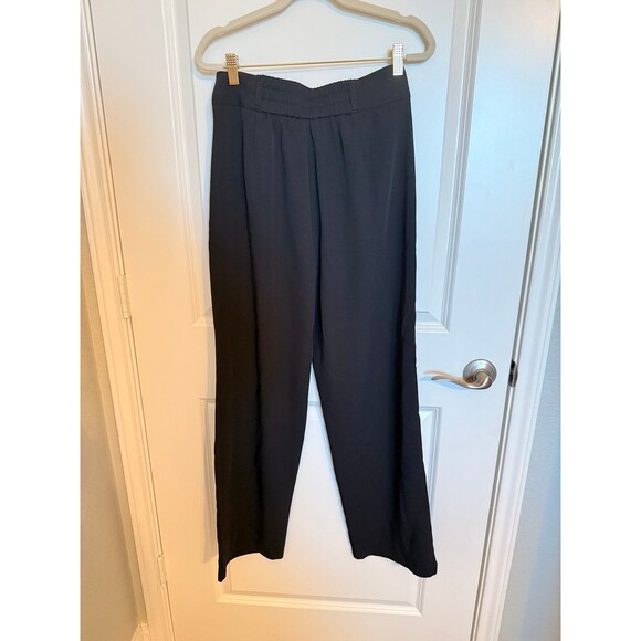 Halara Black High Waisted Button Zipper Shirred Straight Leg Work Pants Sz S NWT - Picture 4 of 5